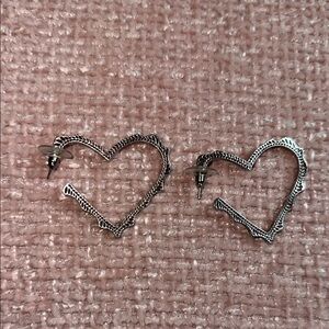 Kendra Scott Sophee Pierce Heart Earrings Silver Tone
